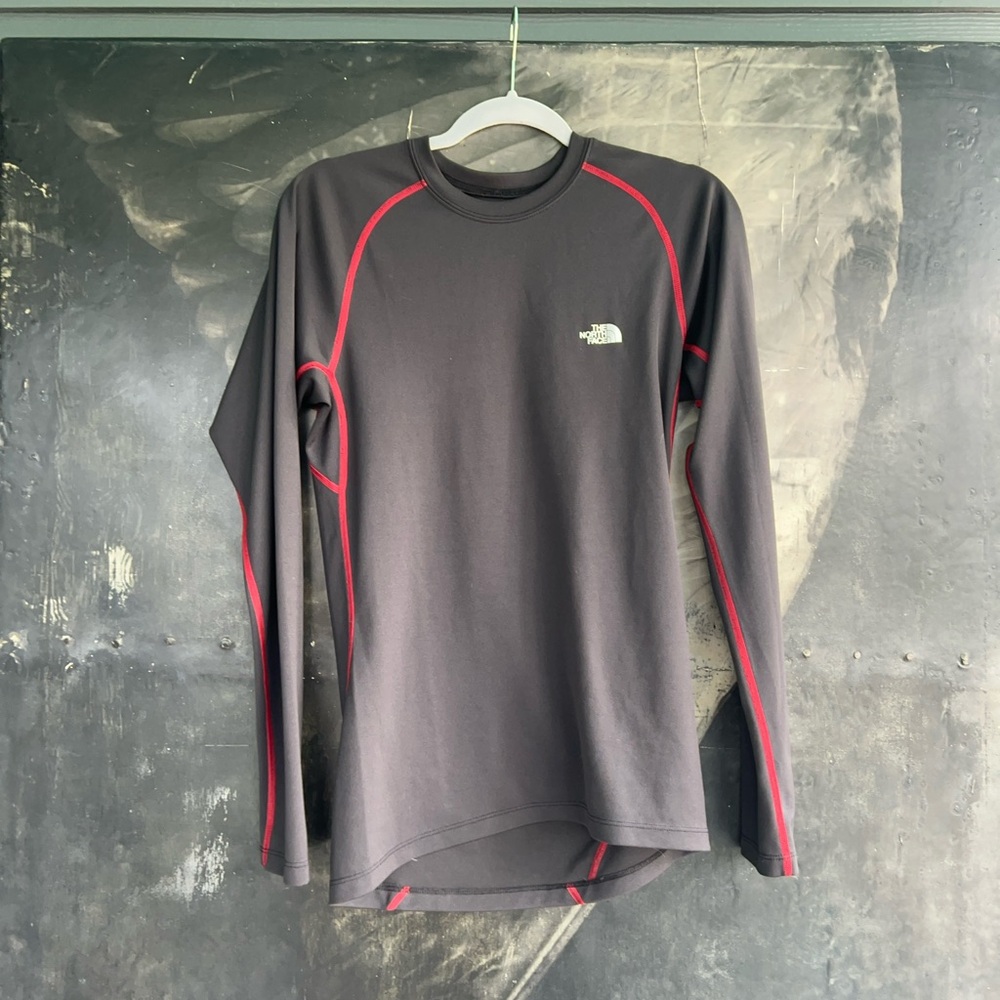 The North Face Flight Series Black/Red Base Layer Long Sleeve Shirt Men's Sz S